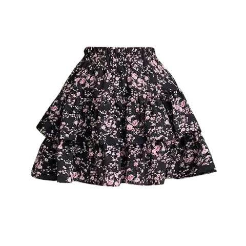 French Style Vintage And Little Fresh Cherry Floral A- Line Skirt - Classy Collective