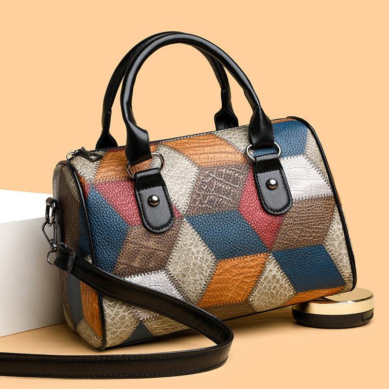 Fashion Color Contrast Plaid Geometric Pattern Commuter Shoulder Crossbody - Classy Collective