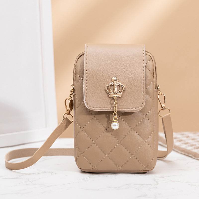 Simple All-match Messenger Bag Pearl Vertical Model In Square Shape - Classy Collective