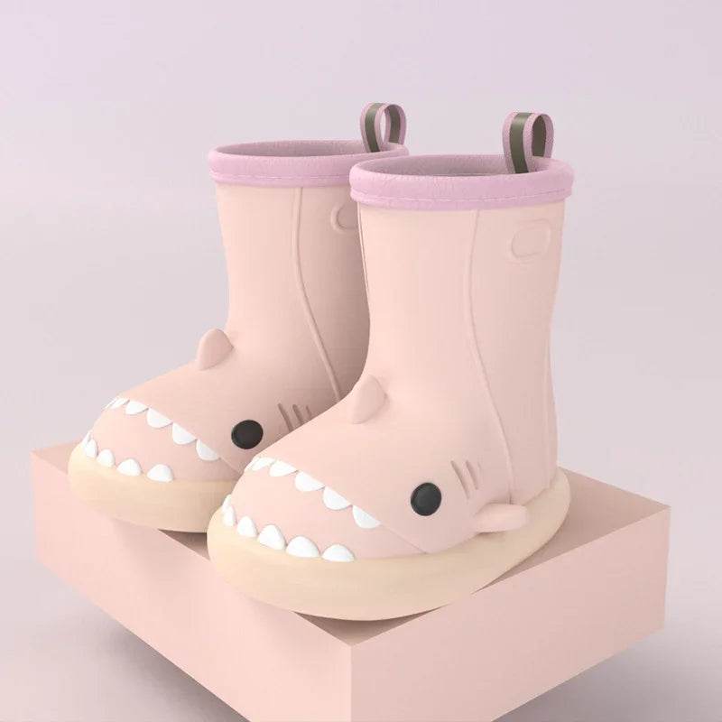 Children Boys Girls Cute Cartoon Waterproof Shoes Safety Rubber Shark Slippers Kids Rain Boots - Classy Collective