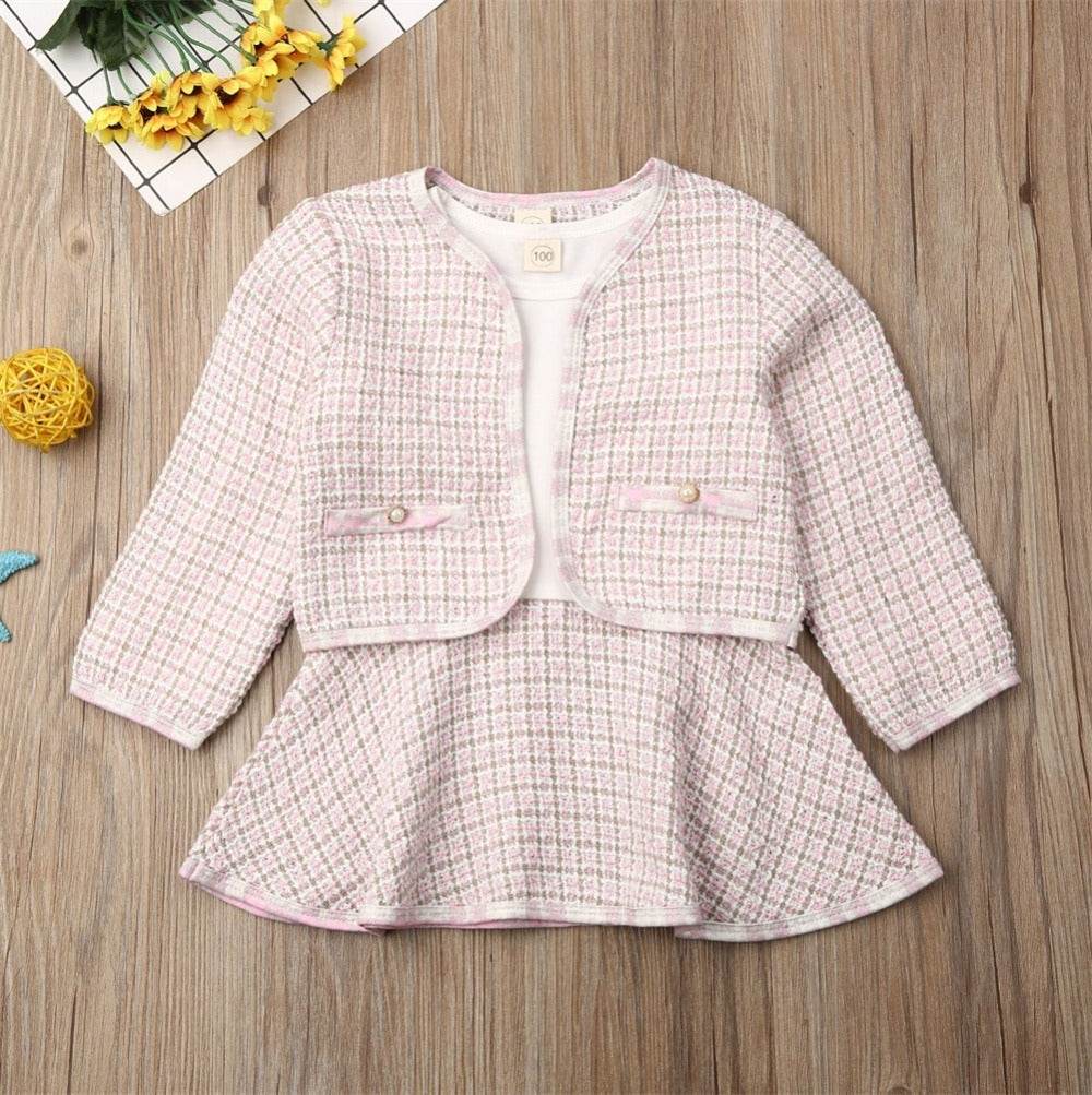 Long-sleeved Dresses Two-piece Children's Baby Small Incense Wind Suit - Classy Collective