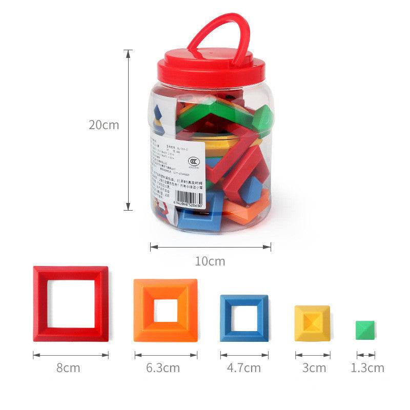 Kids Rainbow Color Cognitive Set Shapes Building Blocks - Classy Collective