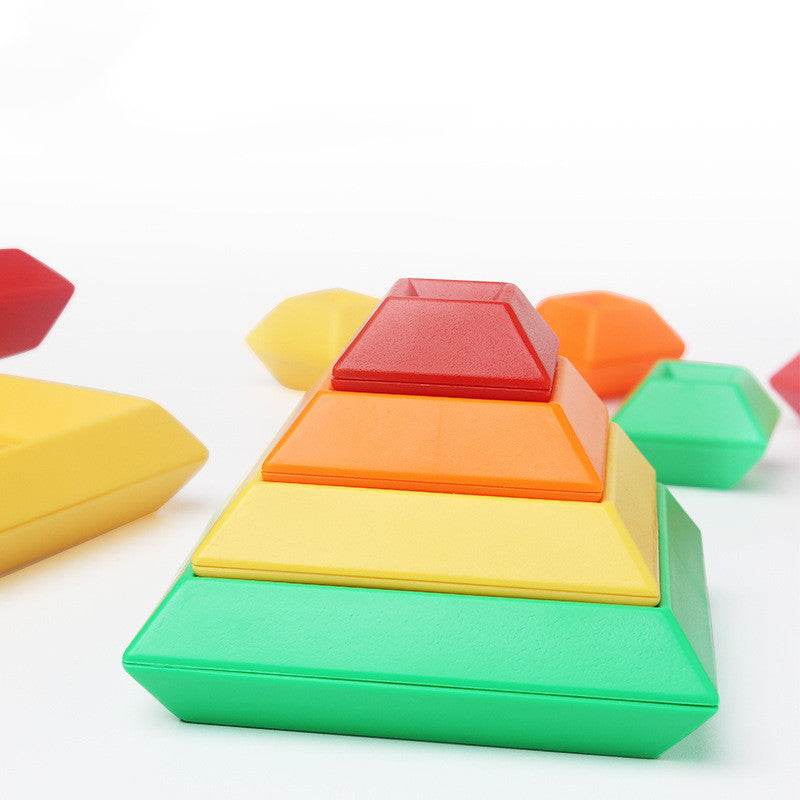 Kids Rainbow Color Cognitive Set Shapes Building Blocks - Classy Collective