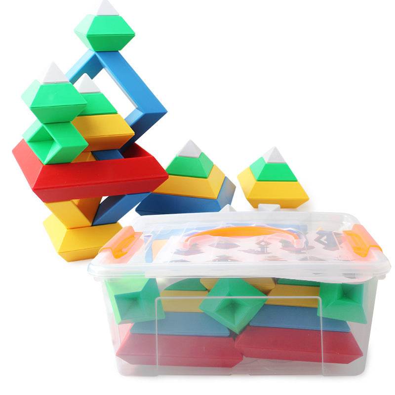 Kids Rainbow Color Cognitive Set Shapes Building Blocks - Classy Collective