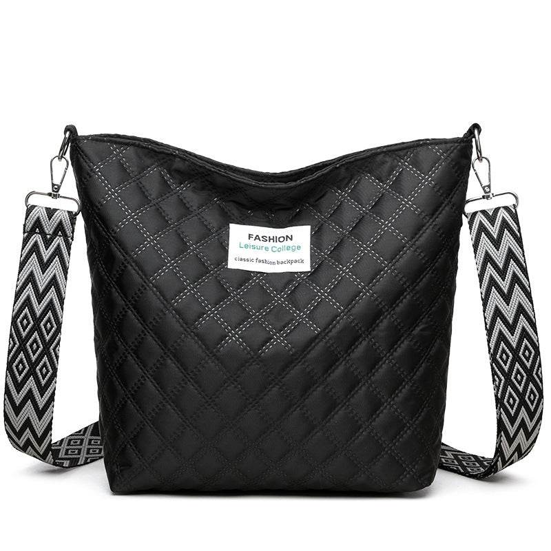 Fashion Quilted Shoulder Diamond Lattice Letter Label Large-capacity Crossbody Bag - Classy Collective