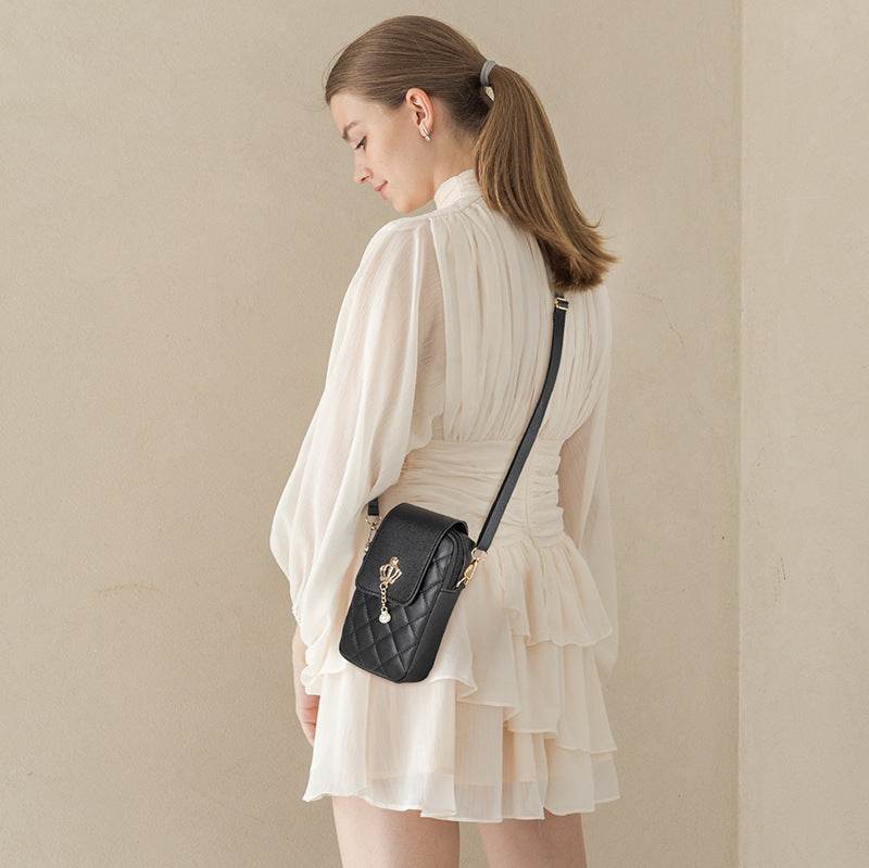 Simple All-match Messenger Bag Pearl Vertical Model In Square Shape - Classy Collective