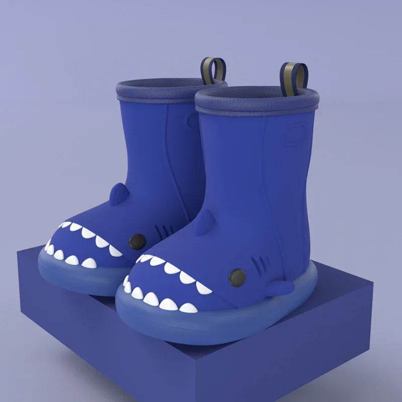 Children Boys Girls Cute Cartoon Waterproof Shoes Safety Rubber Shark Slippers Kids Rain Boots - Classy Collective