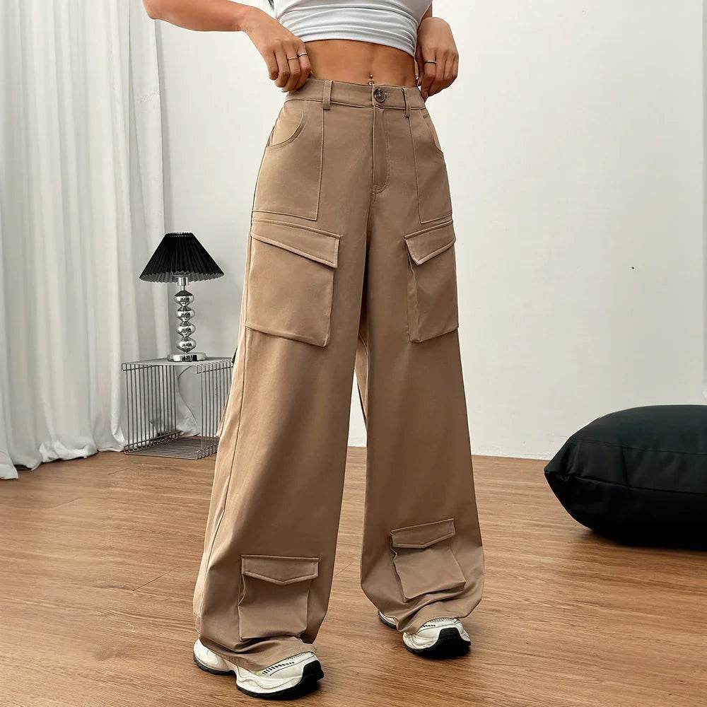 Women's Loose Casual Wide-leg Trousers Pocket Overalls - Classy Collective
