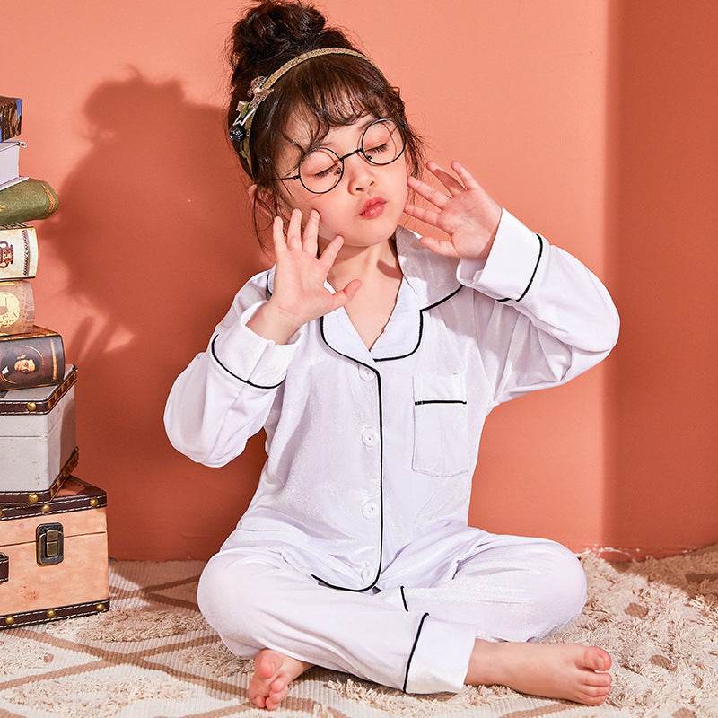 Children's Gold Velvet Solid Color Pajamas Set - Classy Collective