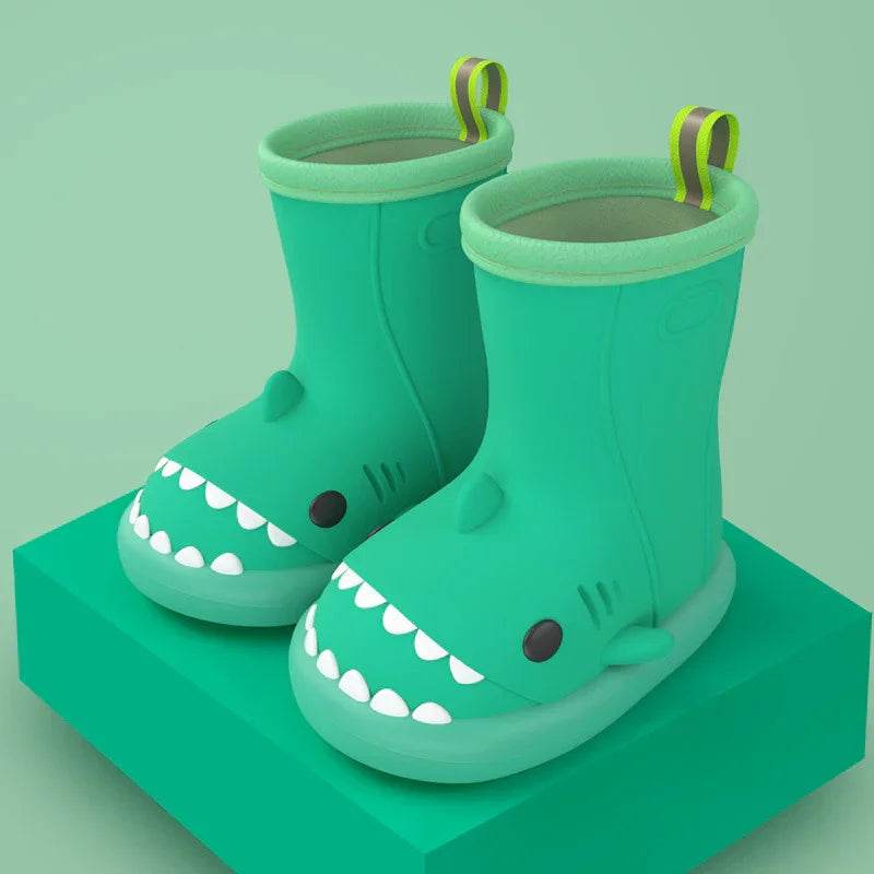 Children Boys Girls Cute Cartoon Waterproof Shoes Safety Rubber Shark Slippers Kids Rain Boots - Classy Collective