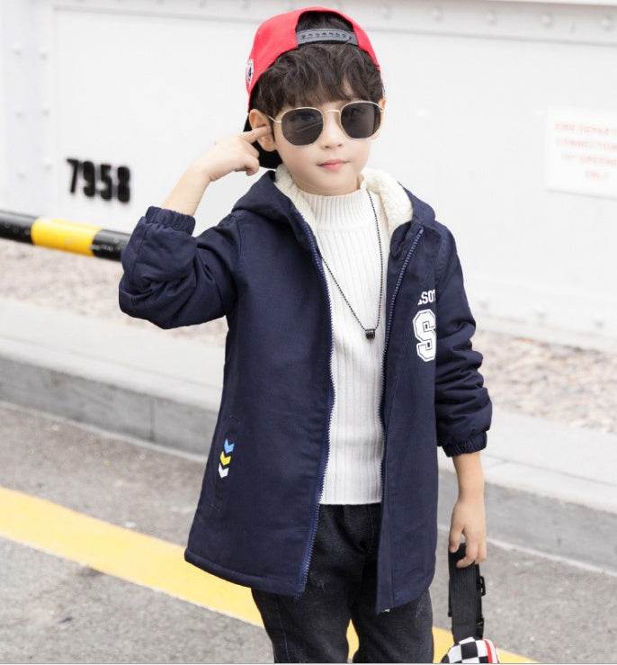Children's jacket winter new plus velvet Korean version - Classy Collective