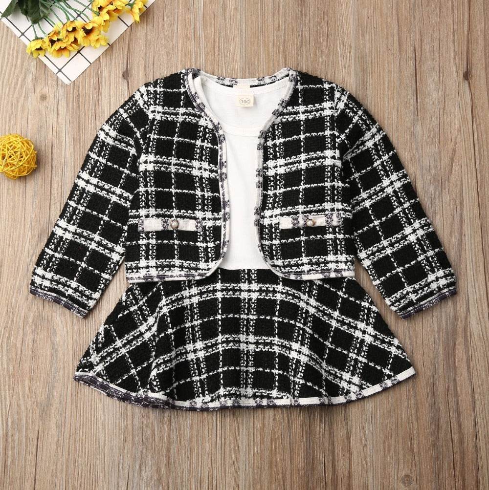 Long-sleeved Dresses Two-piece Children's Baby Small Incense Wind Suit - Classy Collective
