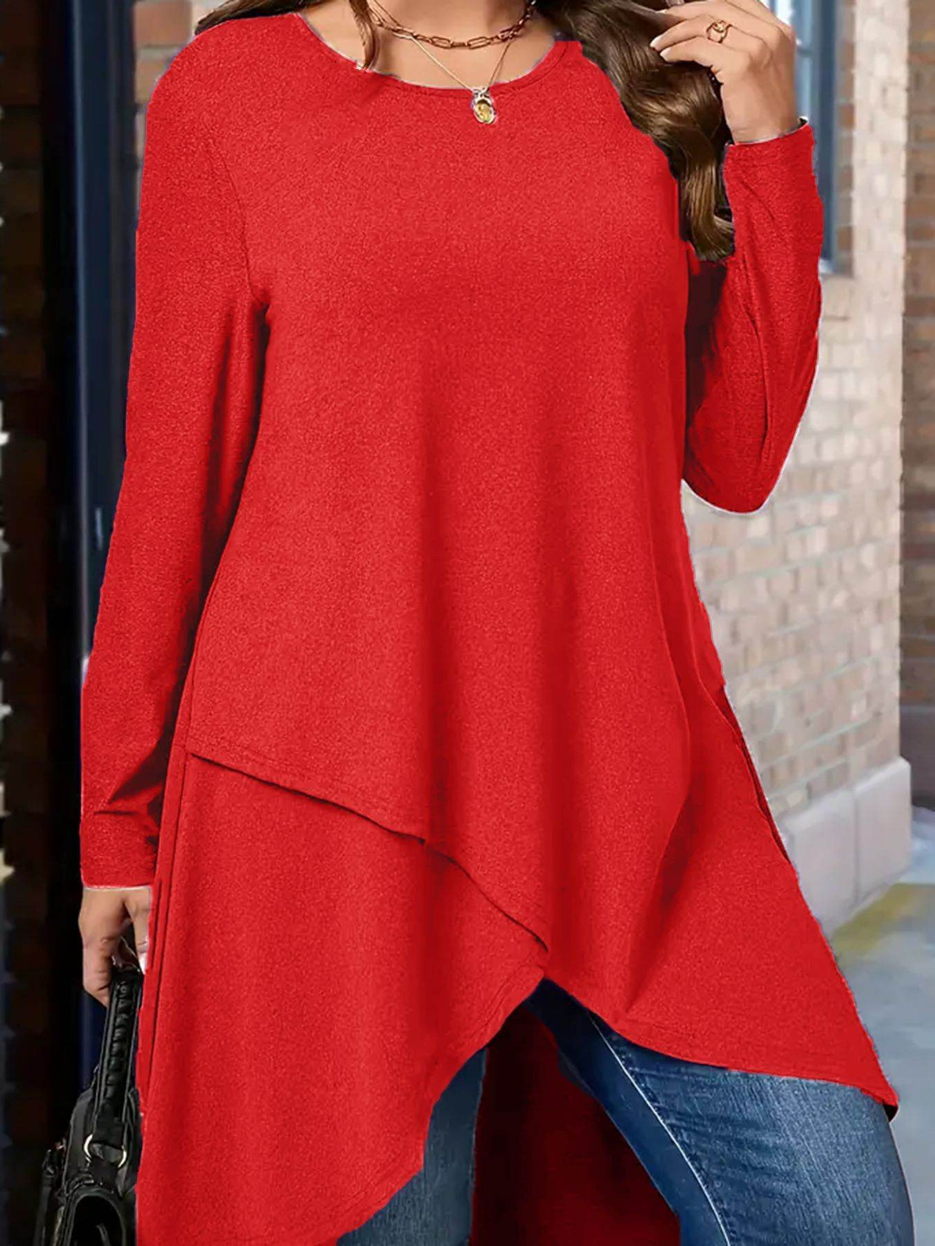 Plus Size Women's Autumn And Winter New Casual Loose Long Sleeves Outerwear Top - Classy Collective