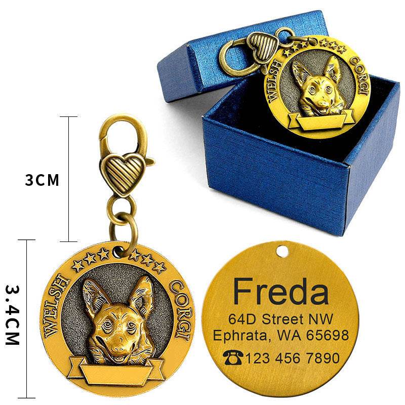 Custom Metal Engraved Dog ID Tag - Anti-lost Identity Card - Classy Collective
