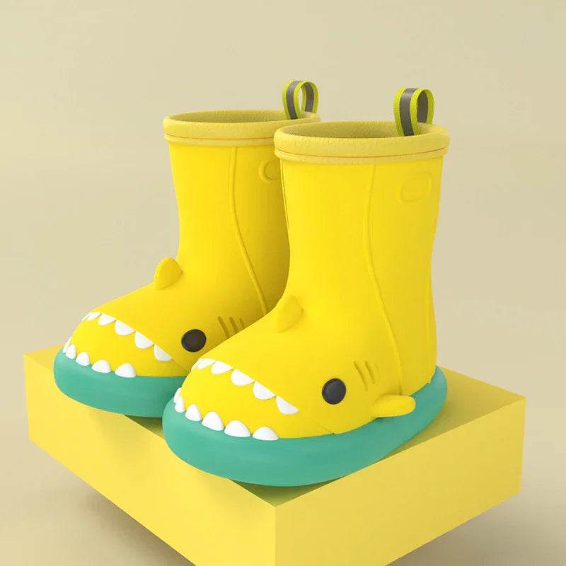Children Boys Girls Cute Cartoon Waterproof Shoes Safety Rubber Shark Slippers Kids Rain Boots - Classy Collective