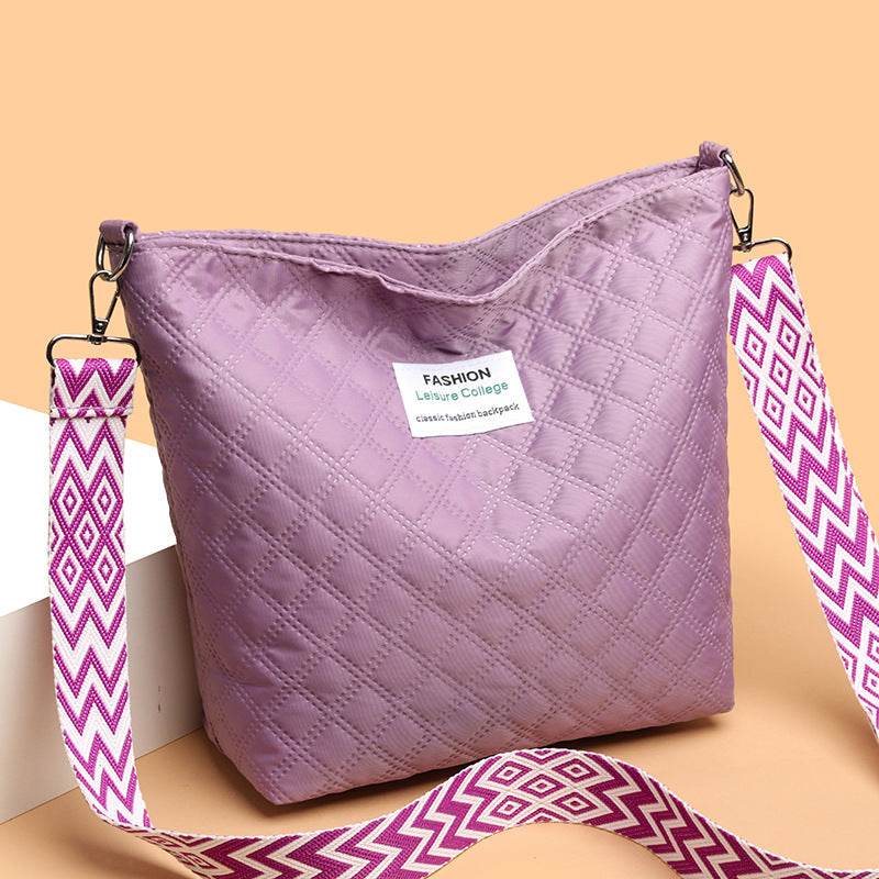 Fashion Quilted Shoulder Diamond Lattice Letter Label Large-capacity Crossbody Bag - Classy Collective