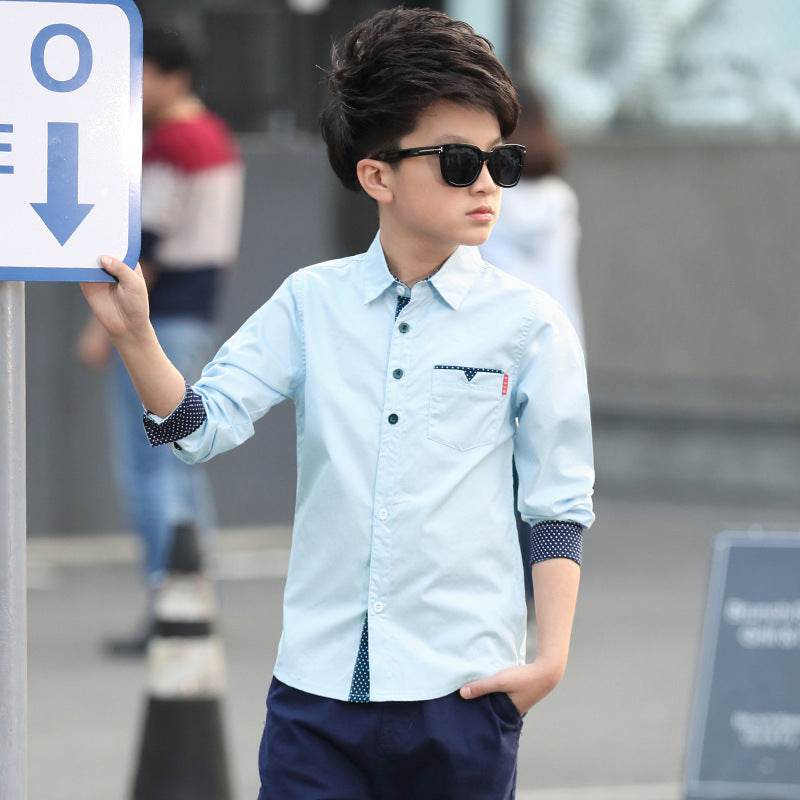 Student Spring And Autumn Trendy Fan Lapel Polka Dot Shirt - Classy Collective