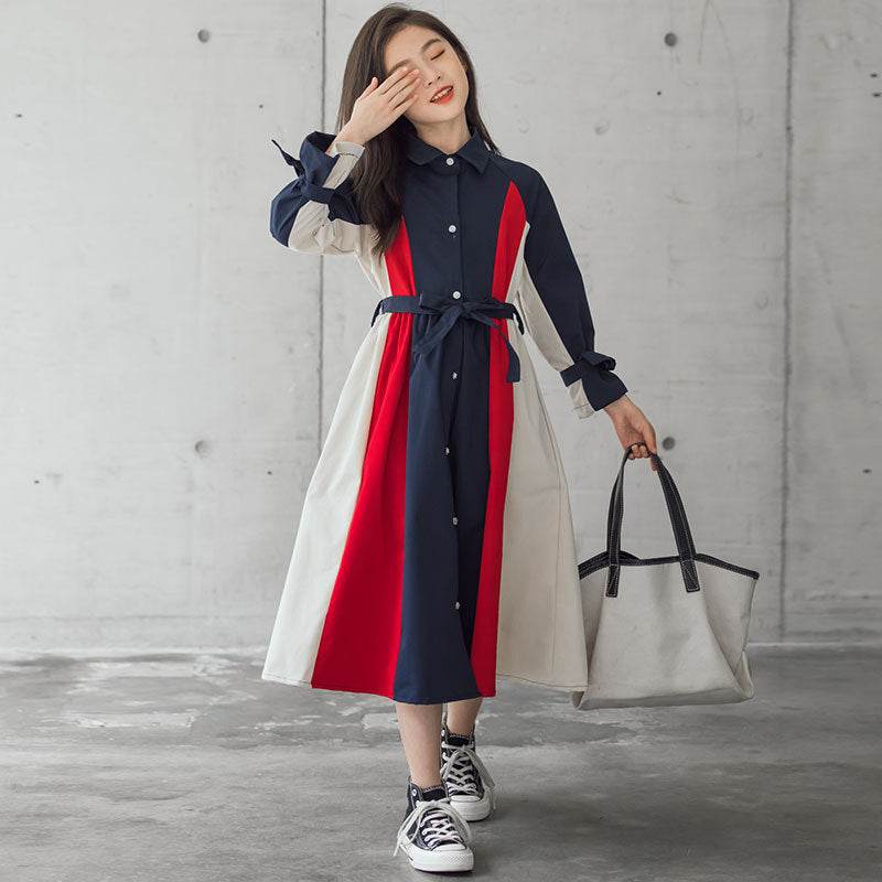 Korean Version Of The Big Kids Girls Multi-color Stitching Fashion A-line Skirt - Classy Collective