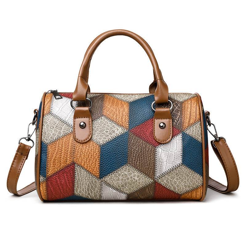 Fashion Color Contrast Plaid Geometric Pattern Commuter Shoulder Crossbody - Classy Collective