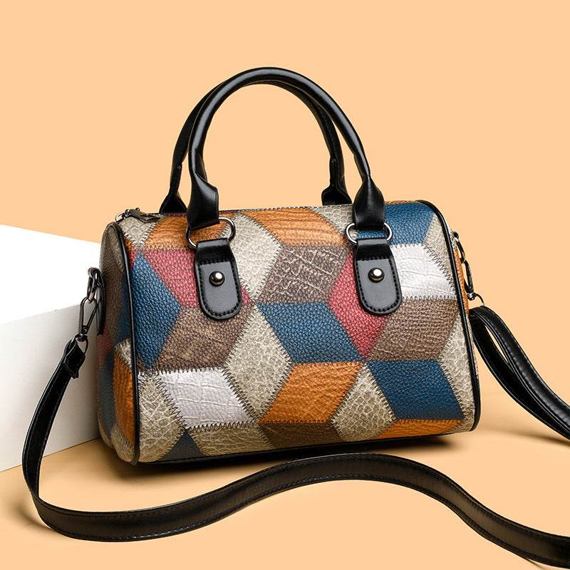 Fashion Color Contrast Plaid Geometric Pattern Commuter Shoulder Crossbody - Classy Collective