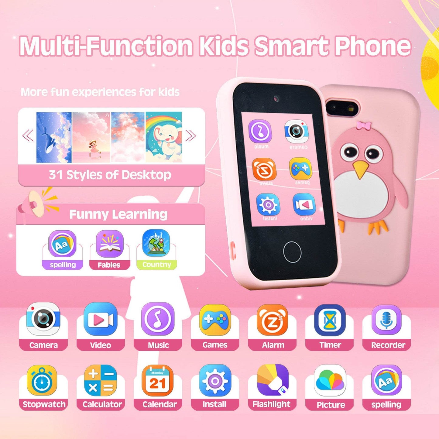 Children's Smart Touch Mobile Phone Silicone Penguin Toy - Classy Collective