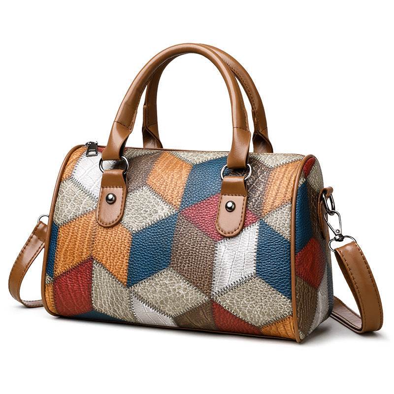 Fashion Color Contrast Plaid Geometric Pattern Commuter Shoulder Crossbody - Classy Collective