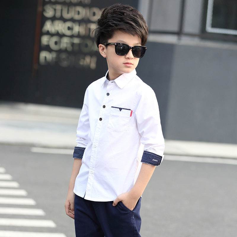 Student Spring And Autumn Trendy Fan Lapel Polka Dot Shirt - Classy Collective