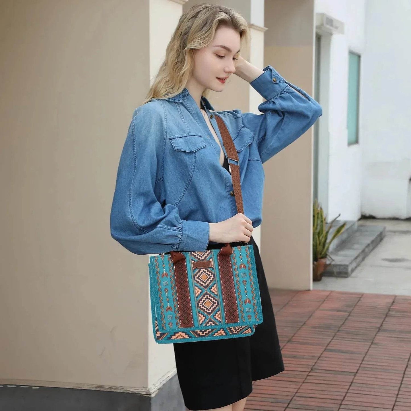 4Pcs Women's Purse Tote, Retro Work Satchel Lightweight, Boho Chic Tote Everyday Green - Classy Collective