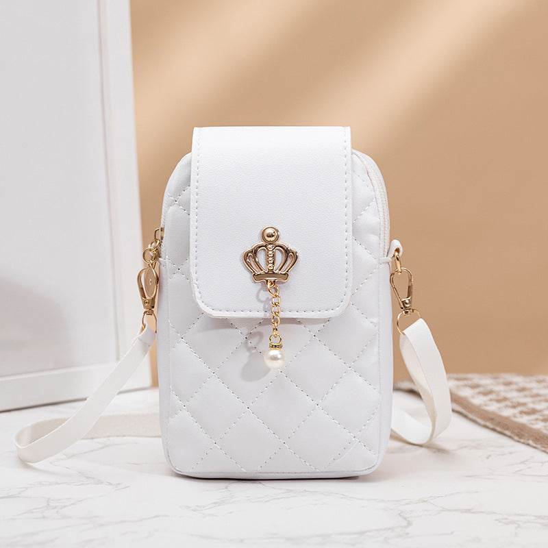 Simple All-match Messenger Bag Pearl Vertical Model In Square Shape - Classy Collective
