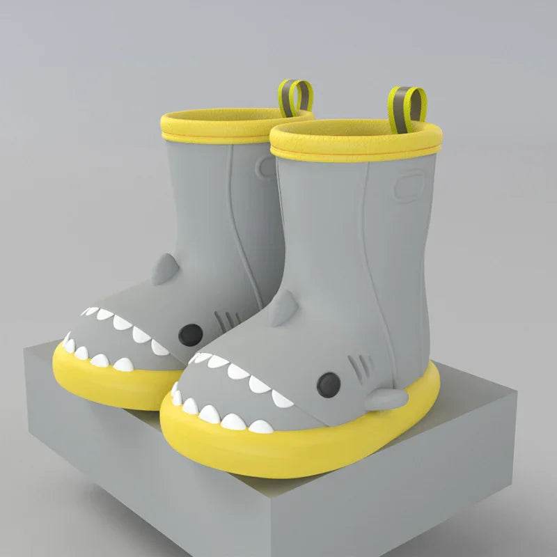 Children Boys Girls Cute Cartoon Waterproof Shoes Safety Rubber Shark Slippers Kids Rain Boots - Classy Collective