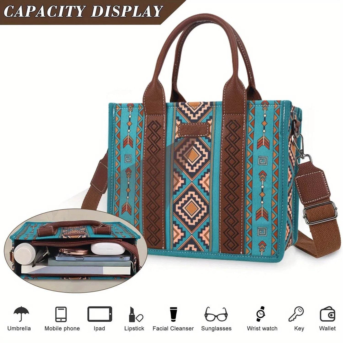 4Pcs Women's Purse Tote, Retro Work Satchel Lightweight, Boho Chic Tote Everyday Green - Classy Collective