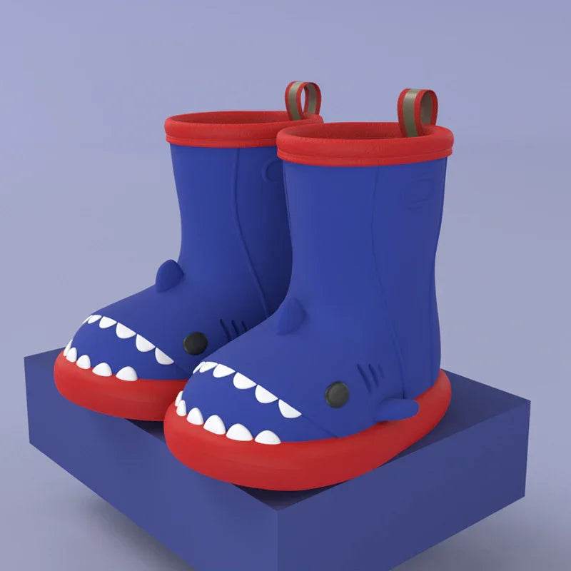 Children Boys Girls Cute Cartoon Waterproof Shoes Safety Rubber Shark Slippers Kids Rain Boots - Classy Collective