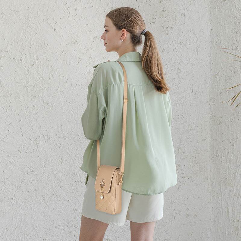 Simple All-match Messenger Bag Pearl Vertical Model In Square Shape - Classy Collective