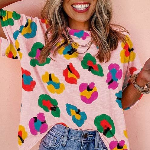 Fashion Colorblock Half Sleeve Pullover Top - Classy Collective