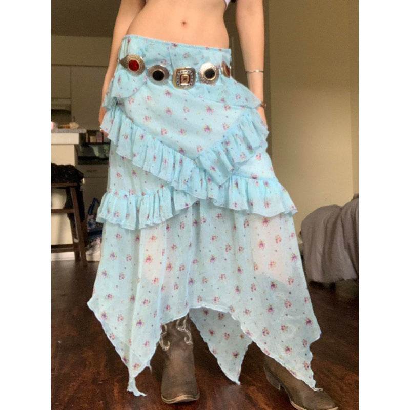 Sneaky Design Floral Flounce Irregular Long Dress - Classy Collective