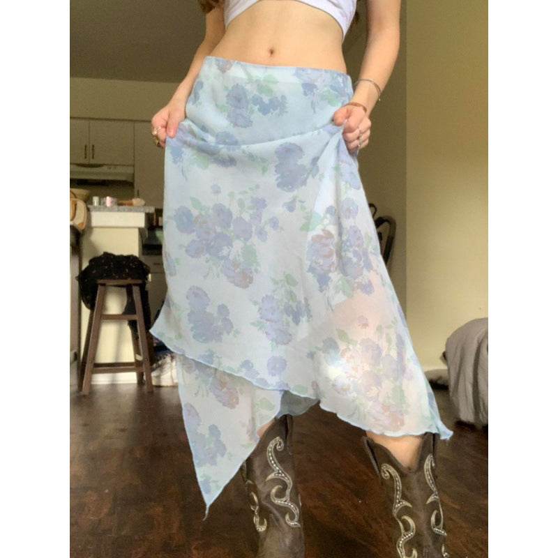 Sneaky Design Floral Flounce Irregular Long Dress - Classy Collective