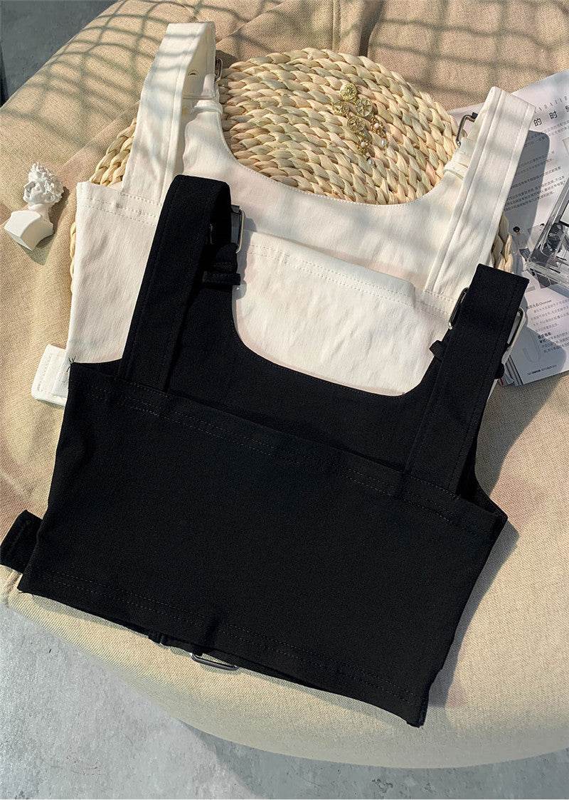 Girl's Black Cropped Overalls Jazz Outerwear Bra Top Vest - Classy Collective