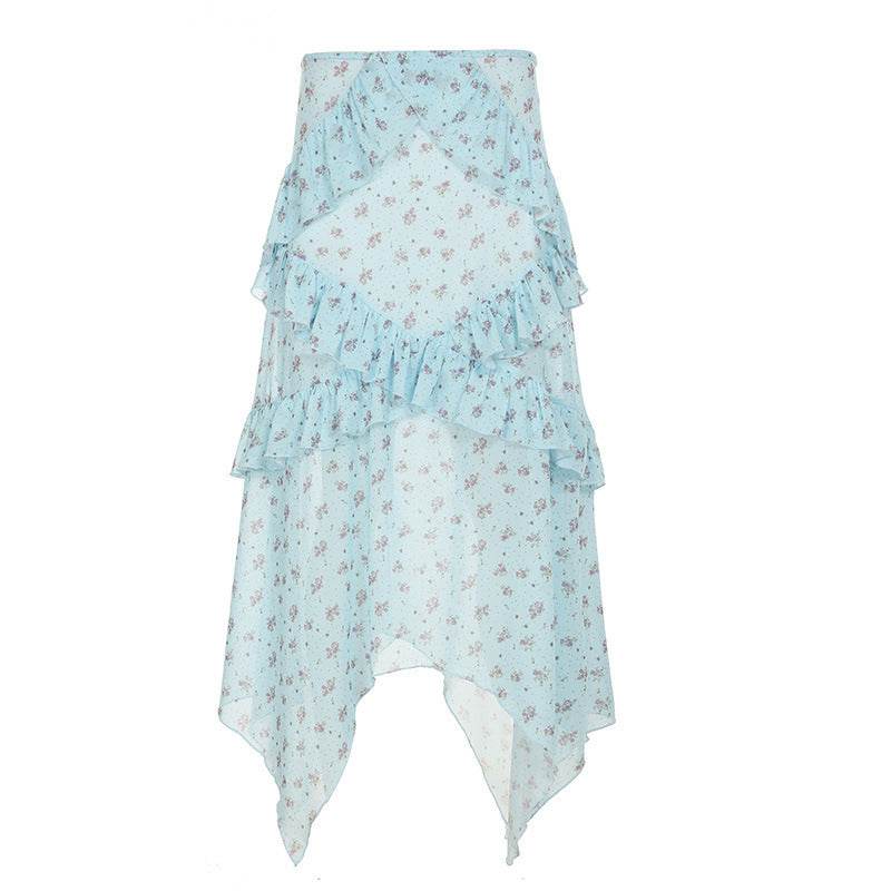 Sneaky Design Floral Flounce Irregular Long Dress - Classy Collective