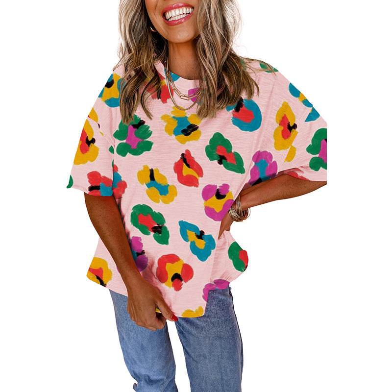 Fashion Colorblock Half Sleeve Pullover Top - Classy Collective
