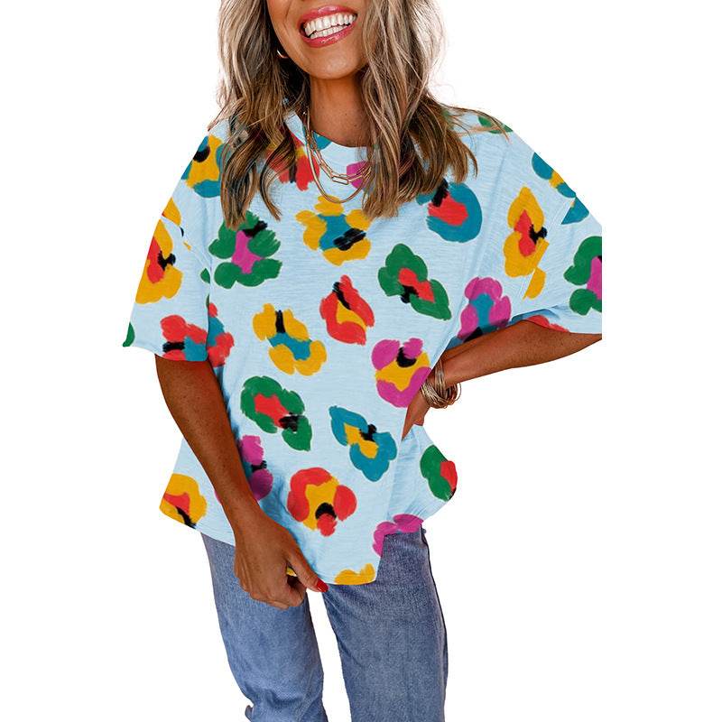 Fashion Colorblock Half Sleeve Pullover Top - Classy Collective
