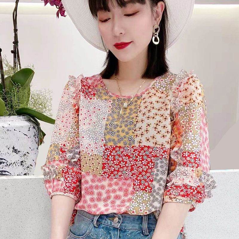 Summer New Pleated Loose Floral Blouse Top - Classy Collective