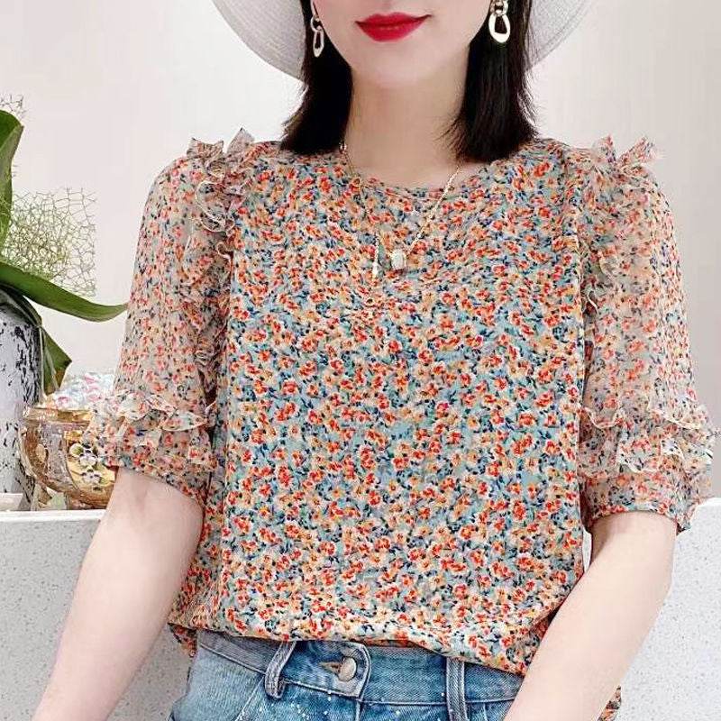Summer New Pleated Loose Floral Blouse Top - Classy Collective