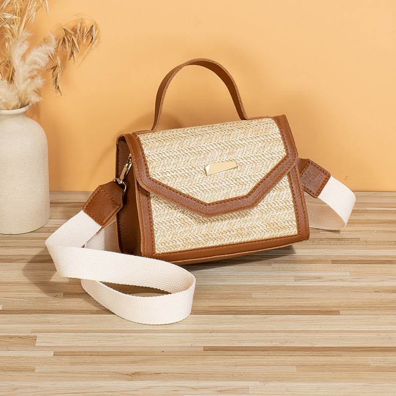 Simple Woven Sequin Decorative Crossbody Small Square Bag - Classy Collective