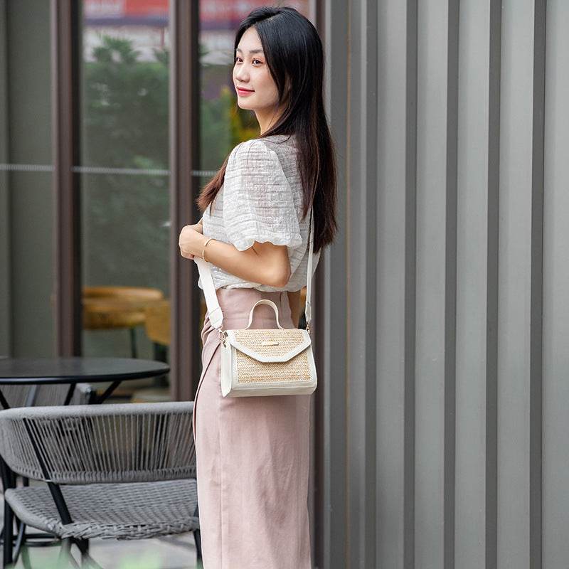 Simple Woven Sequin Decorative Crossbody Small Square Bag - Classy Collective