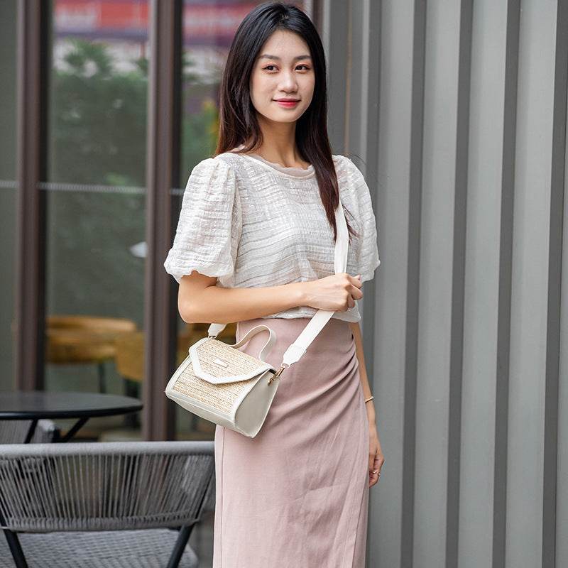 Simple Woven Sequin Decorative Crossbody Small Square Bag - Classy Collective