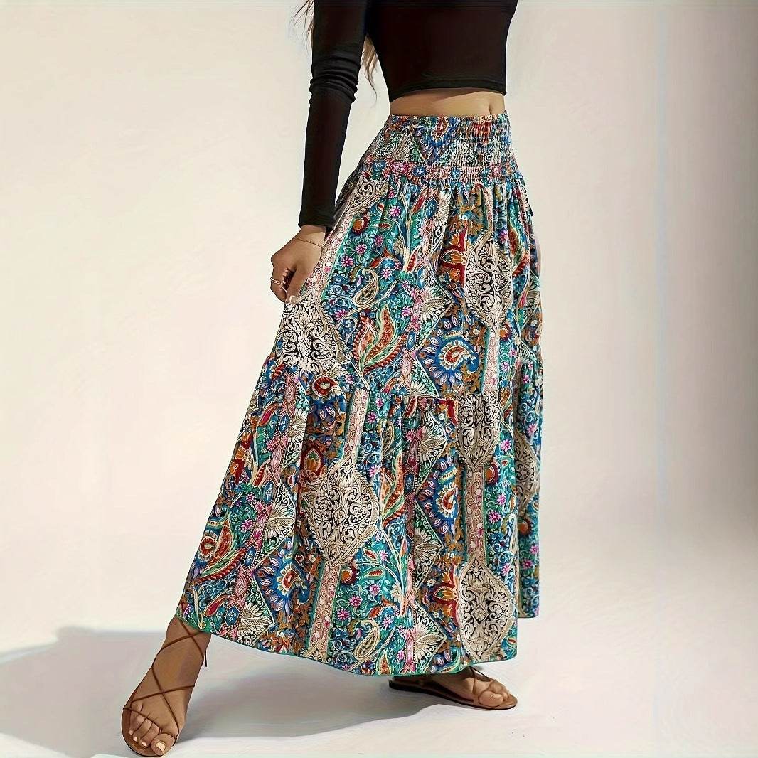 Women's Summer Paisley Printed Persian Skirt - Classy Collective