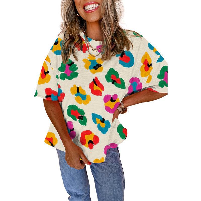 Fashion Colorblock Half Sleeve Pullover Top - Classy Collective