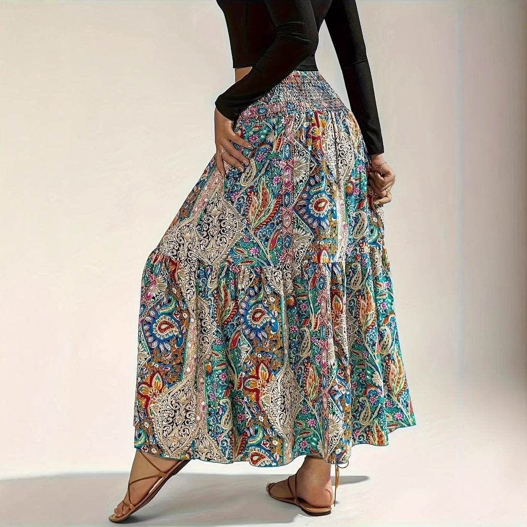 Women's Summer Paisley Printed Persian Skirt - Classy Collective