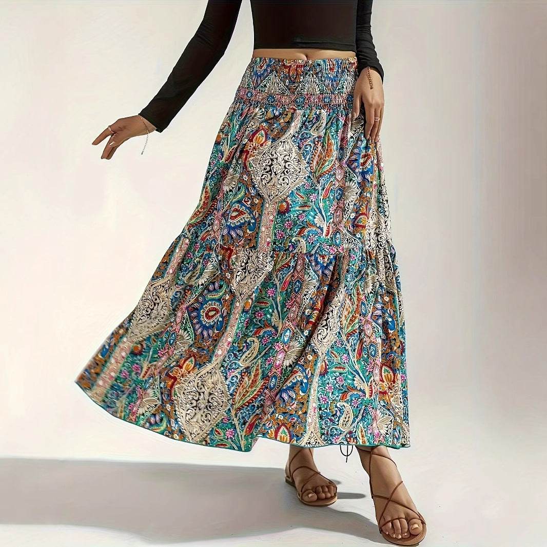 Women's Summer Paisley Printed Persian Skirt - Classy Collective