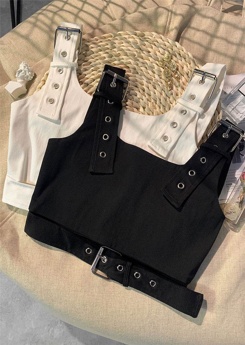 Girl's Black Cropped Overalls Jazz Outerwear Bra Top Vest - Classy Collective